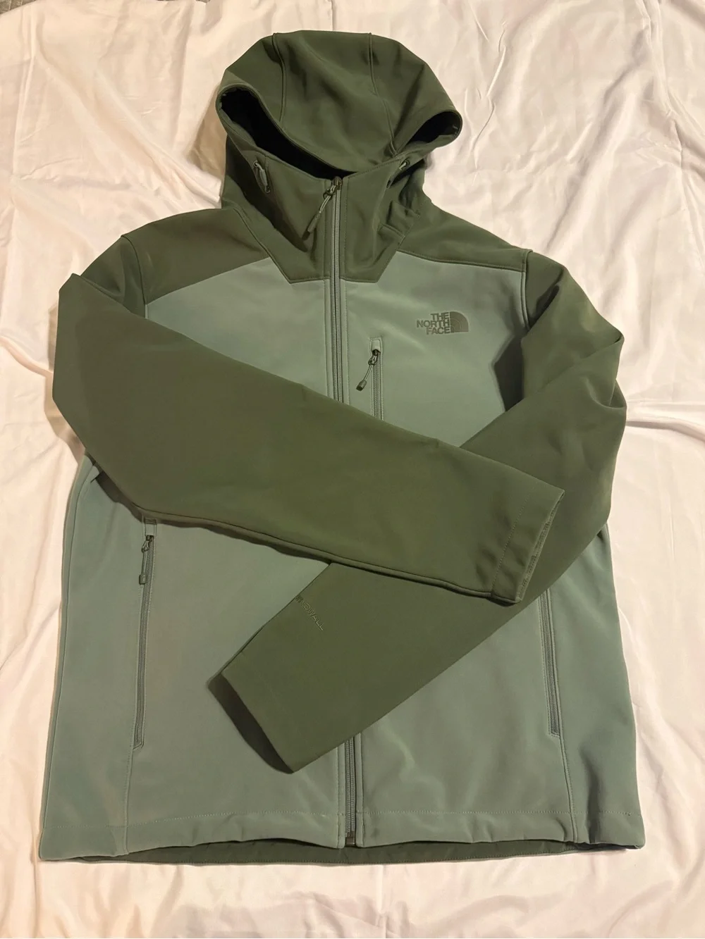 The North Face Men's Two-Tone Olive Green Softshell Hooded Jacket